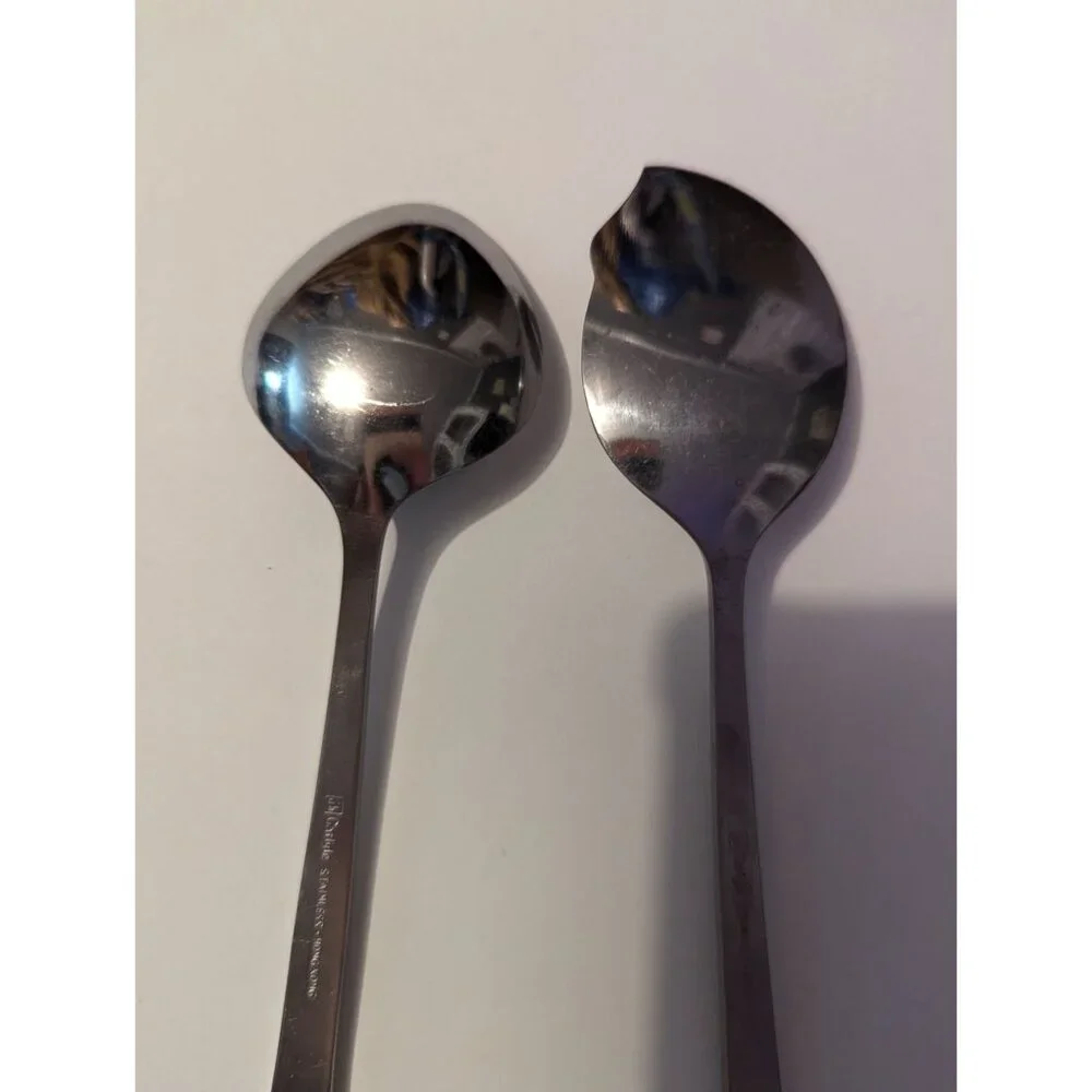 VTG CARLYLE Hong Kong stainless cameo pattern lot‎ 2 soup & jelly spoon replace